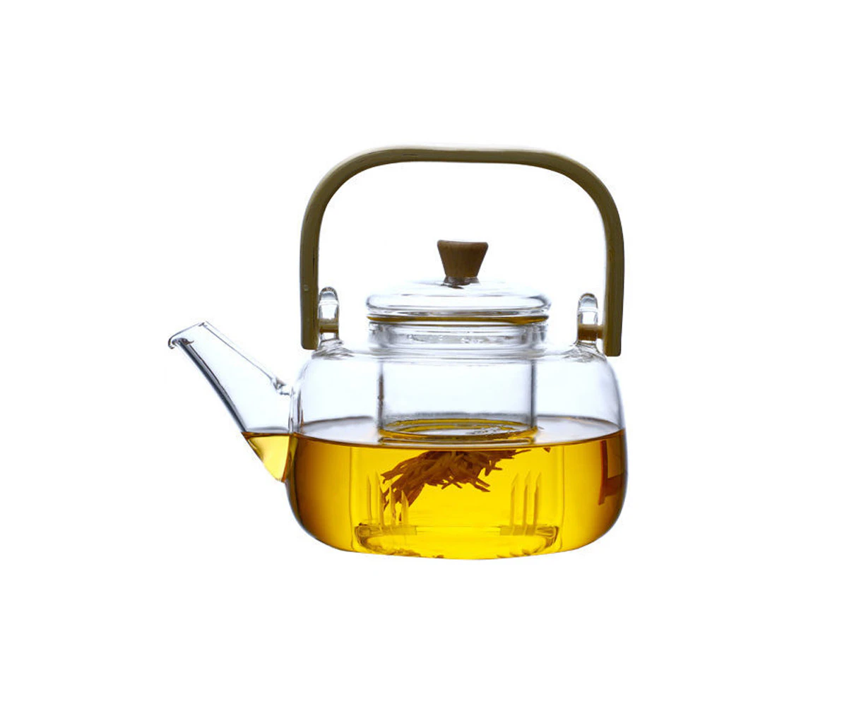 NOVBJECT 1000ml Glass Teapot Kettle Tea Pot Bamboo Handle With Tea Infuser Filter Teaware