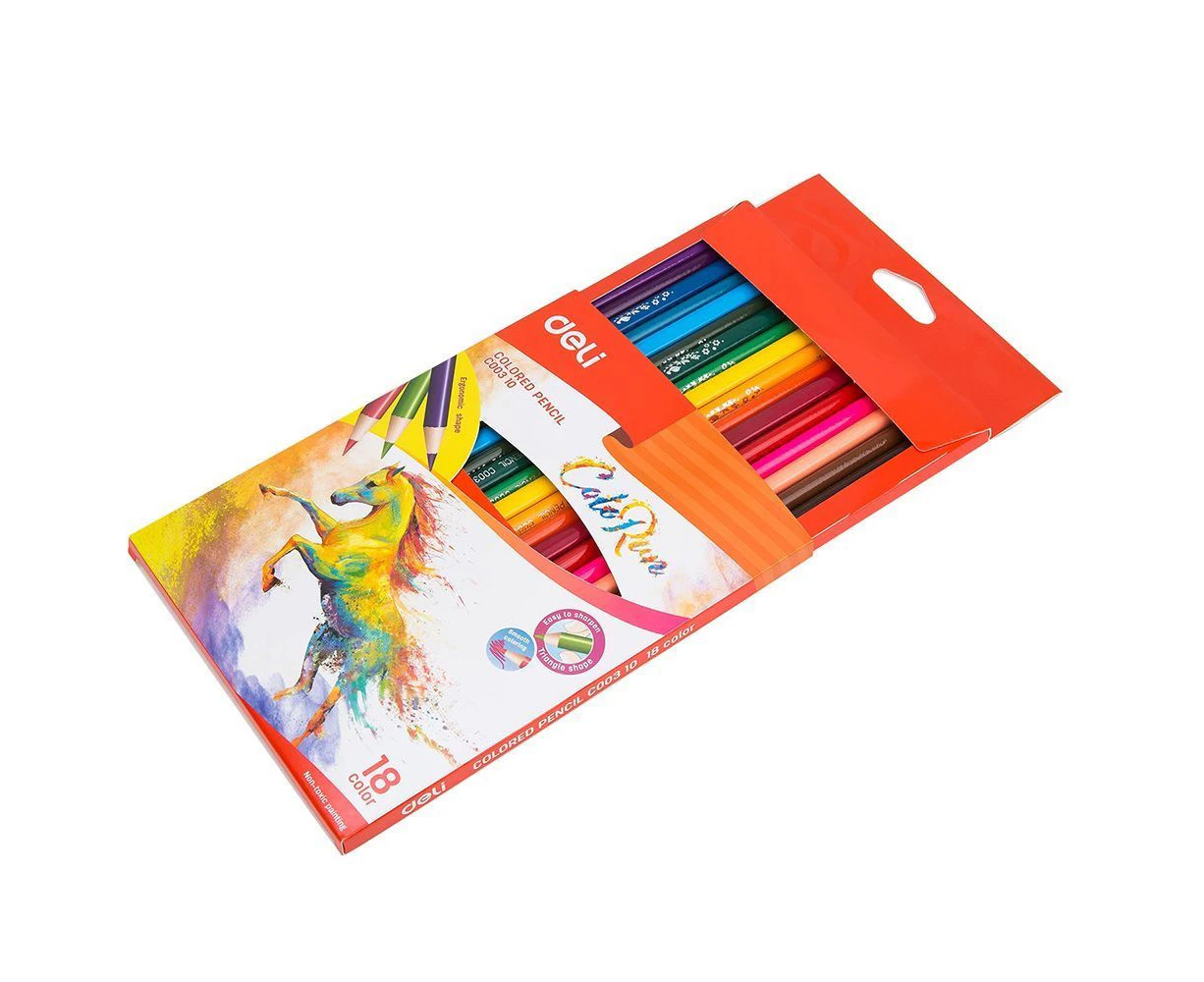 Deli EC00310 18 Colours Pencils Pre Sharpened for Children Kids Craft Drawing Art