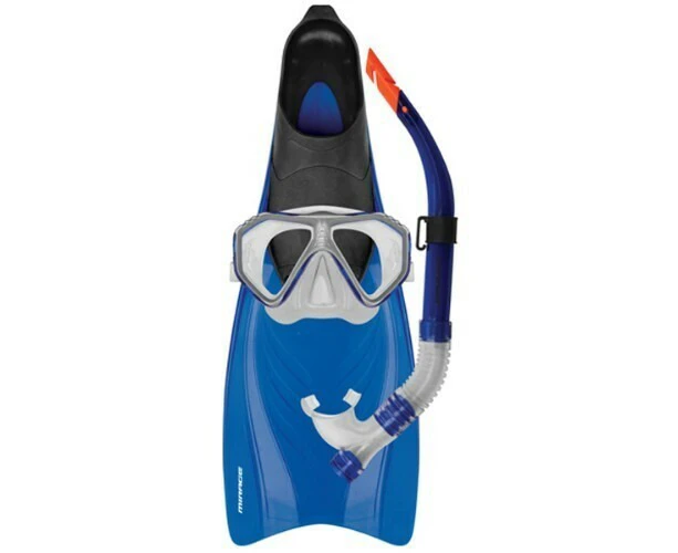 Mirage Bahamas Silitex Mask, Snorkel & Fins Set Blue Size M/L - Blue