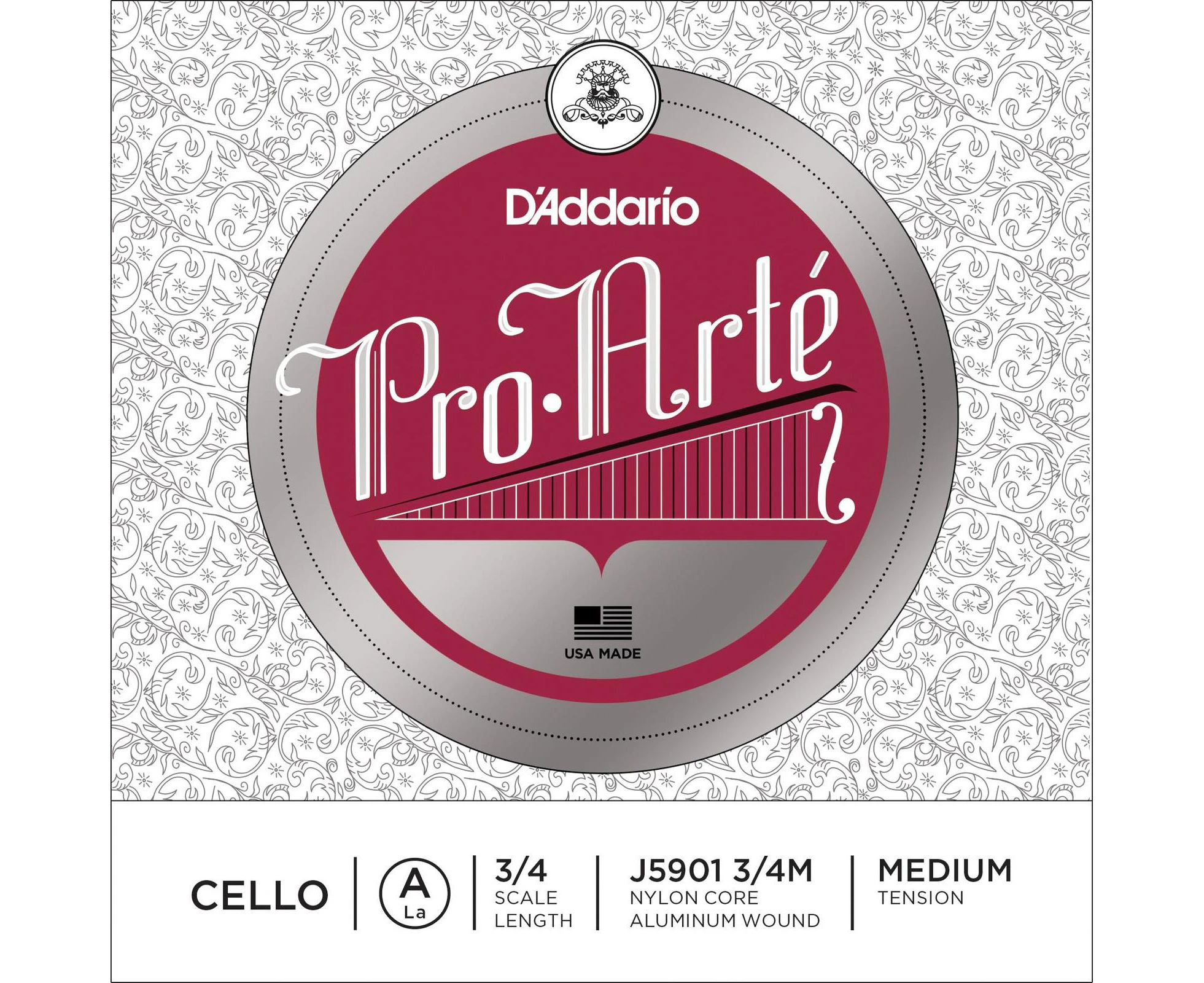 D'Addario Pro-Arte Cello Single A String, 3/4 Scale, Medium Tension