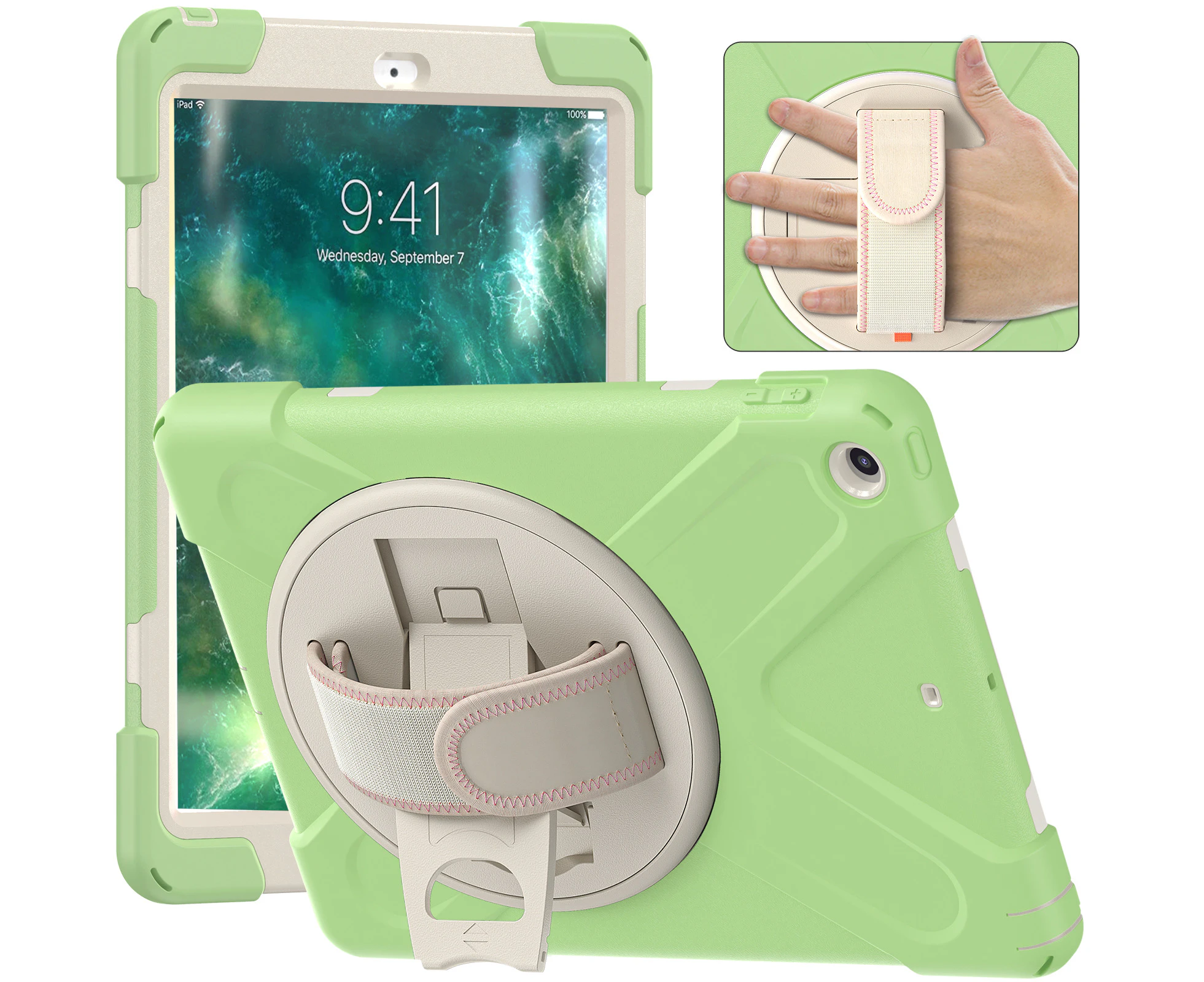 HY Rugged Protective Tablet Cover for iPad 9.7 inch-Green