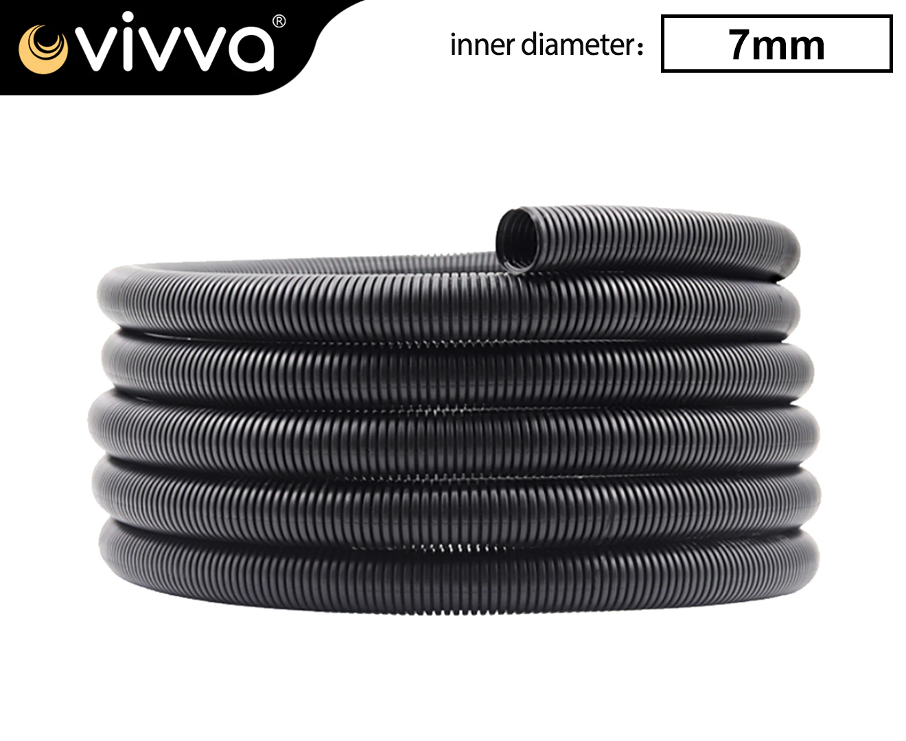 Vivva 10 Meters Heavy Duty Split Wire Loom Conduit Tubing Hard Rigid Corrugated Cable Sleeving Inner Diameter 7mm