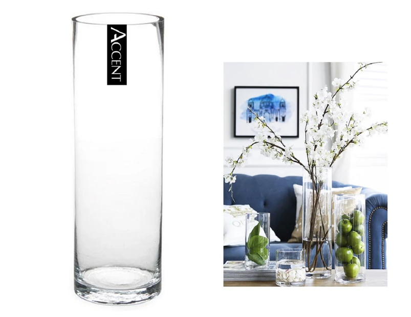 bulk 6 Glass Cylinder Vase Flower 10x40cm