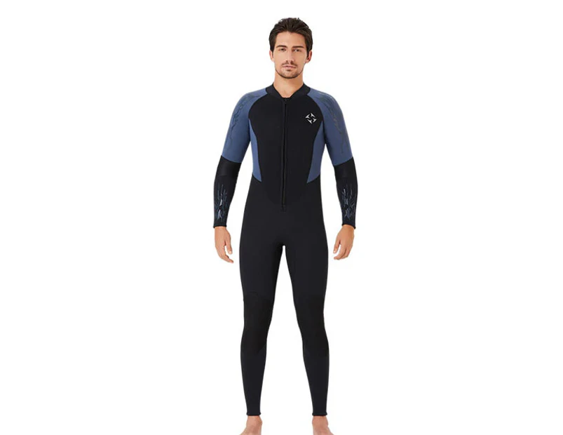 Adore 3mm One-piece Thermal Surfing Wetsuit + Long-sleeved Snorkeling Winter Swimsuit For Men-D330005-Gray