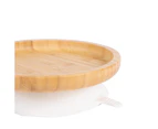 White Round Children's Bamboo Suction Plate - Dining Dish - Stay Put Silicone Cup - Eco-friendly - by Tiny Dining