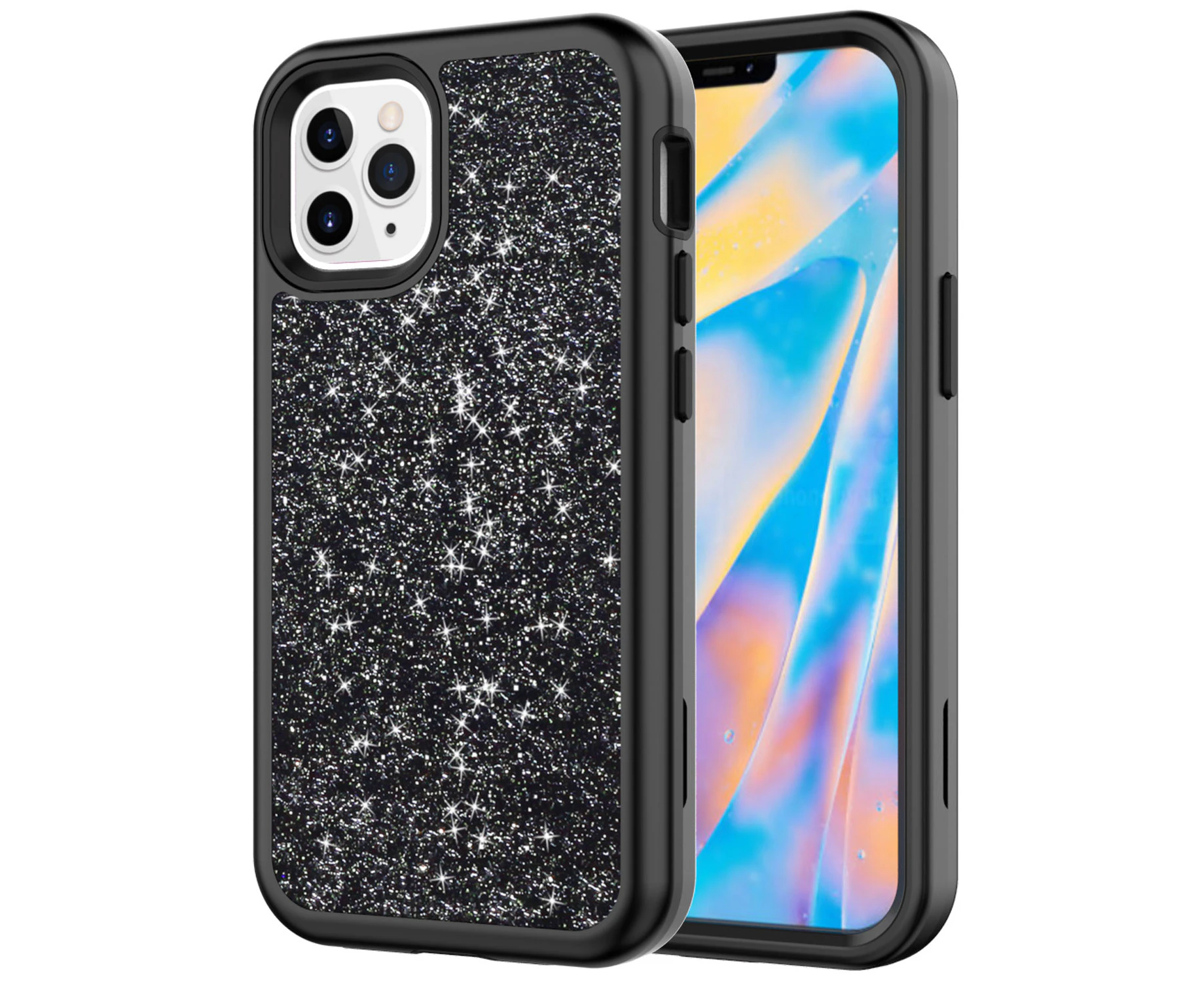 GWL Glitter Shockproof Heavy Duty Protective Case for iPhone 12 Mini 5.4 inch-Black