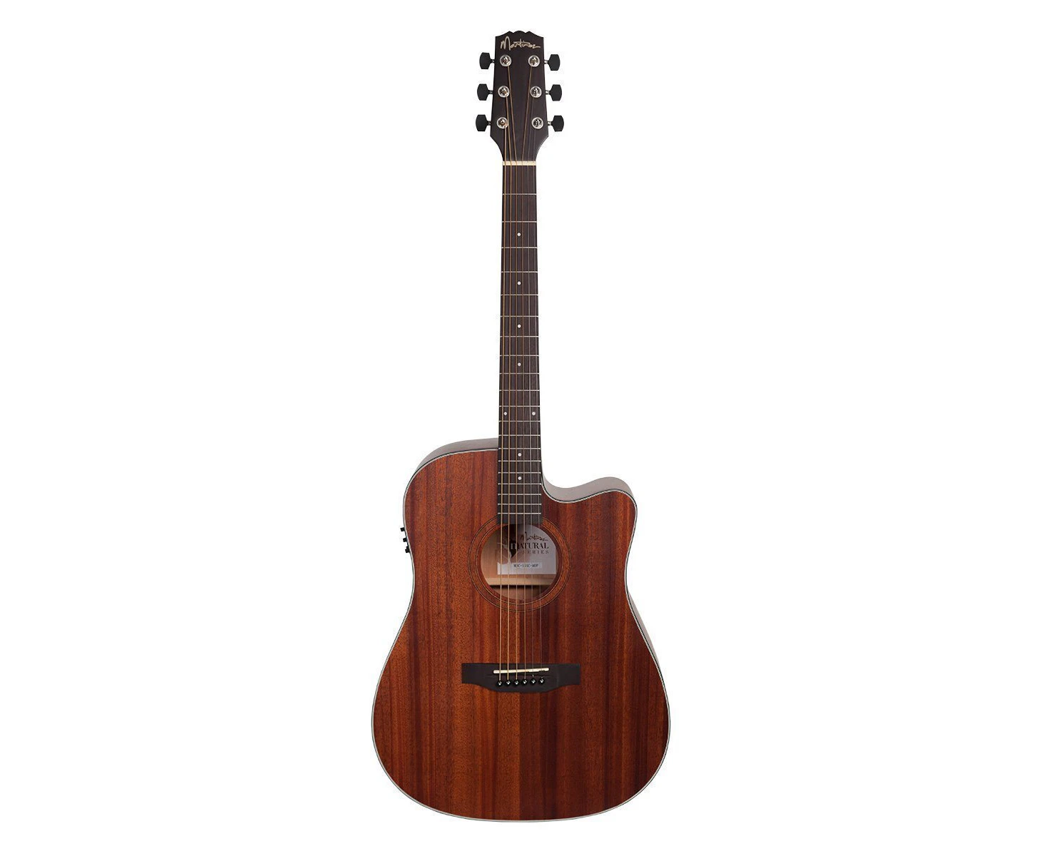 Martinez 'Natural Series' Mahogany Top Acoustic-Electric Dreadnought Cutaway Guitar (Open Pore)