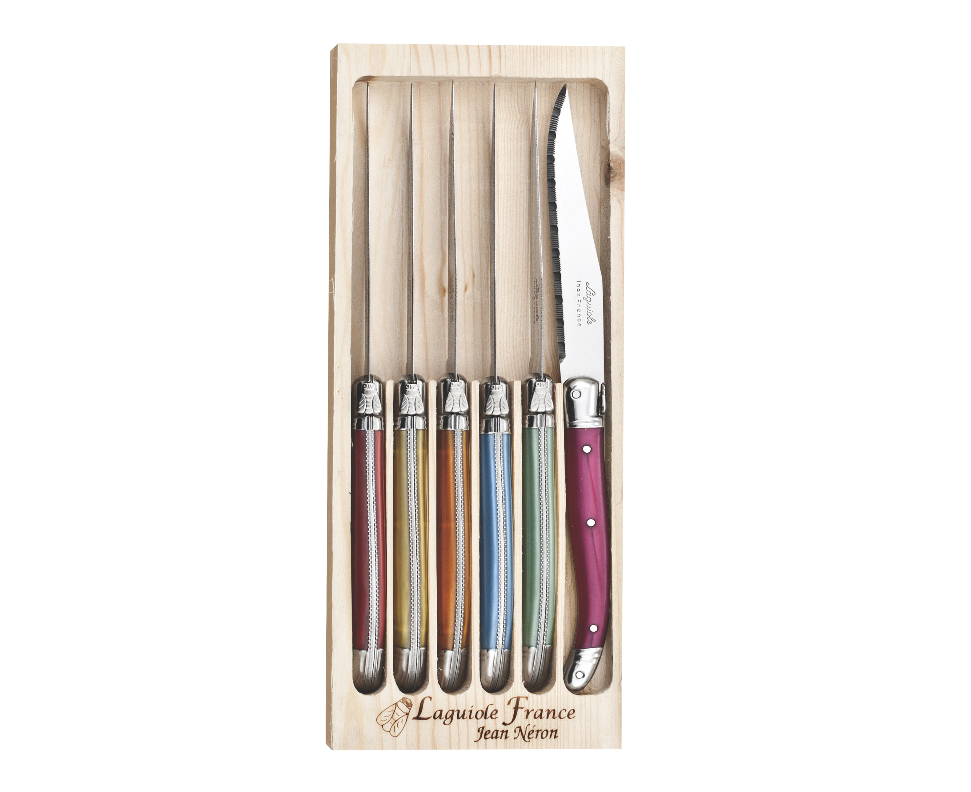 6pc Steak Knife Set - Made in France - Mixed Colour