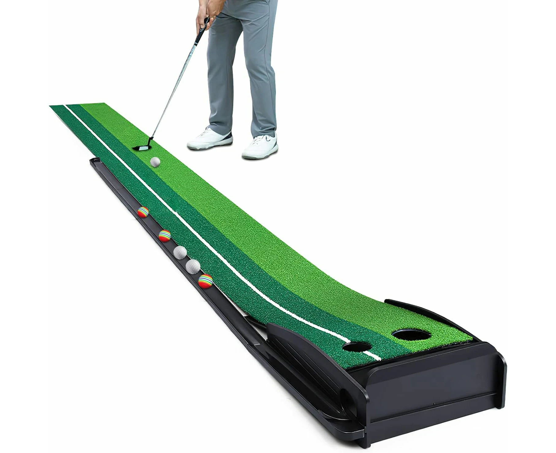 Golf Putting Mat for Indoor, Putting Matt with Auto Ball Return, Mini Golf Set