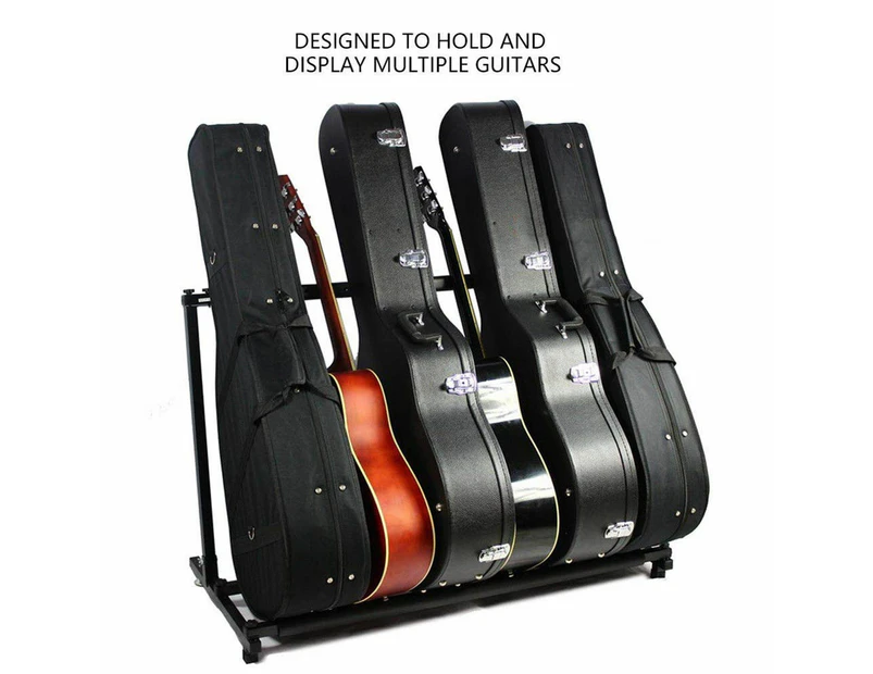 Metal Padded Foam Stylish Guitar Stand Fits 5 Guitars Tidy Storage Display Rack