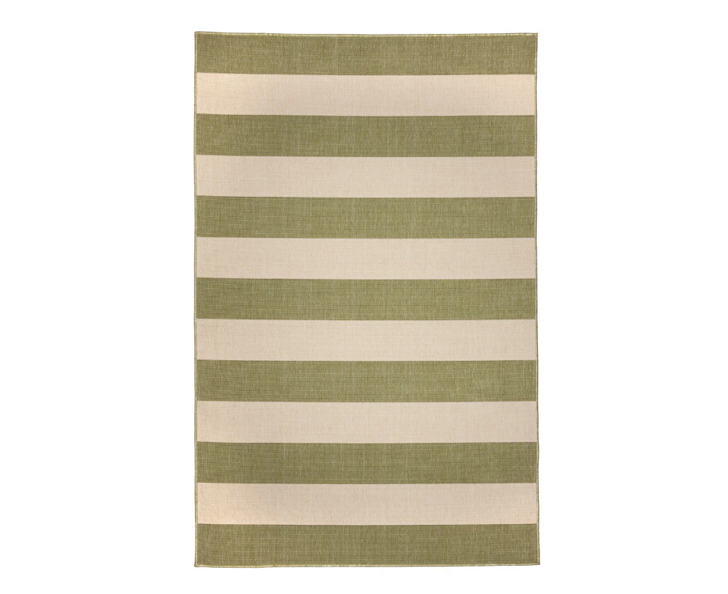 Lime and Cream Nautical Striped Outdoor Rug Polypropylene Outdoor Patio Rug