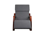 Artiss Fabric Rocking Armchair with Adjustable Footrest - Charcoal