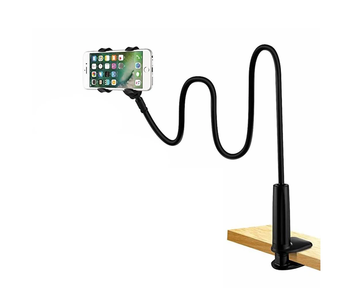 Mobile Phone Stand Holder Flexible Adjustable 360° Clip Mount Desktop Bed Tablet Stand Black