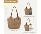 Straw Bag for Women Summer Beach Bag Soft Woven Tote Bag Large Rattan Shoulder Bag for Vacation,Coco(Inclues one free Gift as seen on photo)