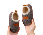 Dadawen Kids Warm Slippers Socks with Non-Slip Rubber Sole for Boys Girls Baby-TeddyGrey