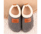 Dadawen Kids Warm Slippers Socks with Non-Slip Rubber Sole for Boys Girls Baby-TeddyGrey