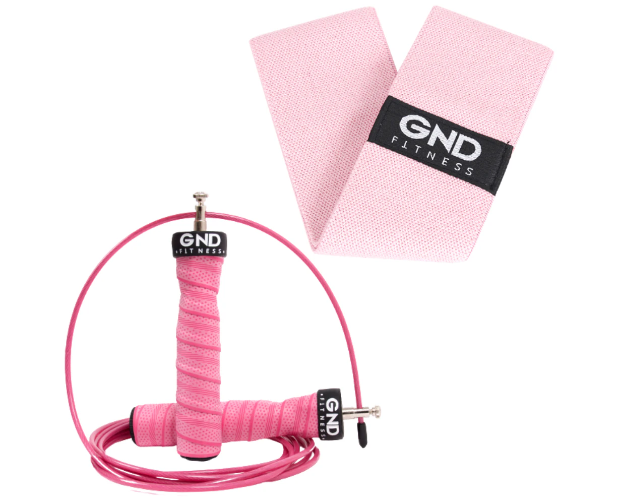 Gnd Skipping Rope & Fabric Booty Band Pack - Pretty Pink