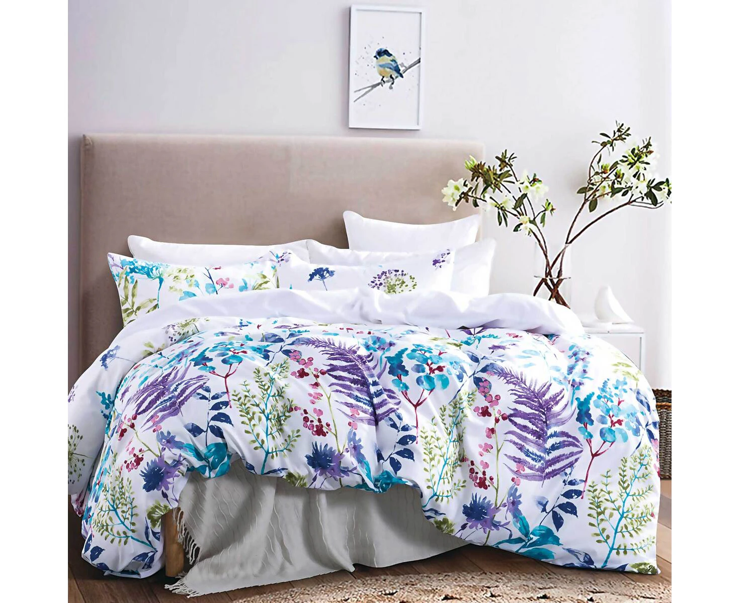 Luxton Marina Turquoise Blue Purple Floral Quilt Cover Set ( Super King / King / Queen / Double / Single size)