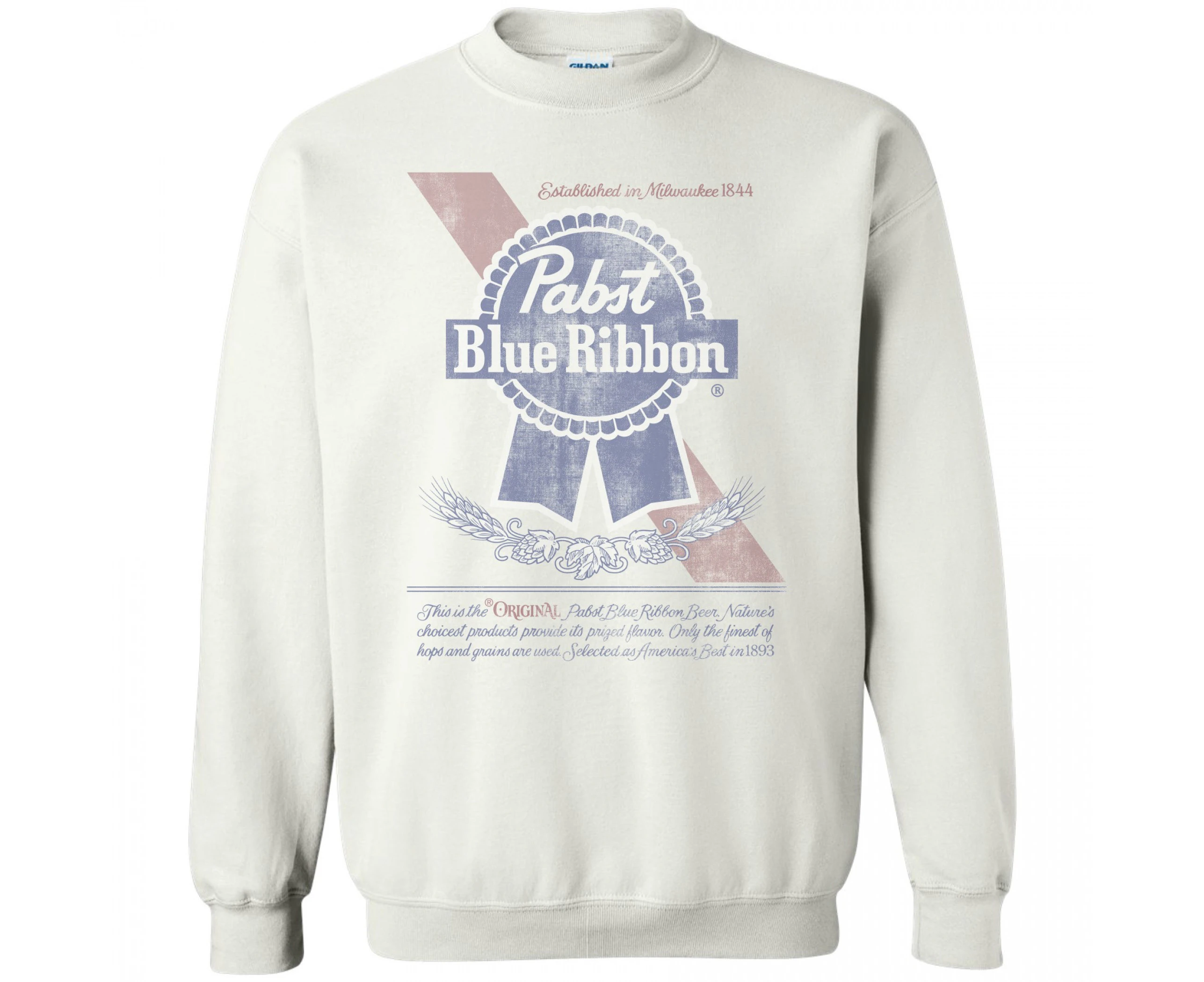 Pabst Blue Ribbon Beer Can Label Crew Sweatshirt