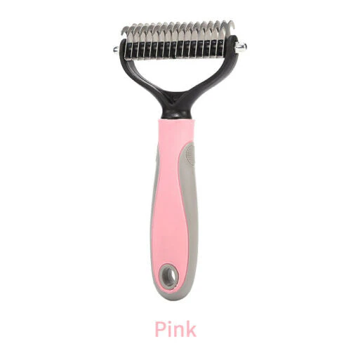 Dog Pet Cat Grooming Comb Brush Undercoat Rake Dematting Deshedding Trimmer Tool - Pink