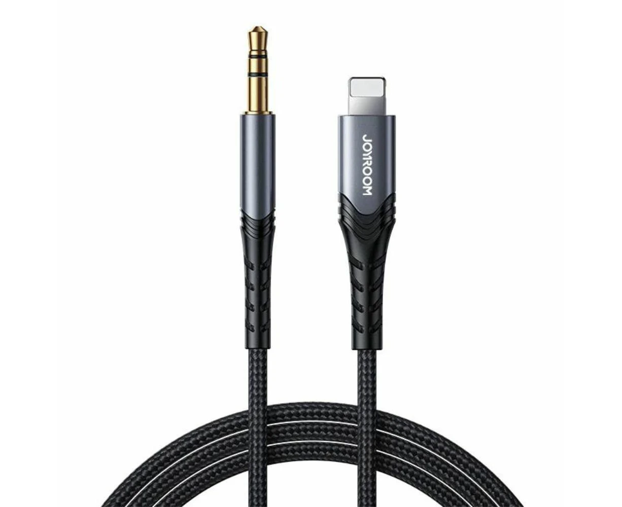 Joyroom SY-A02 Lightning to 3.5mm Aux Audio Cable, Headphone Jack Adapter for iPhone and iPad 2M, Black