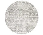 Heaven Grey Tribal Geometric Diamond Round Rug