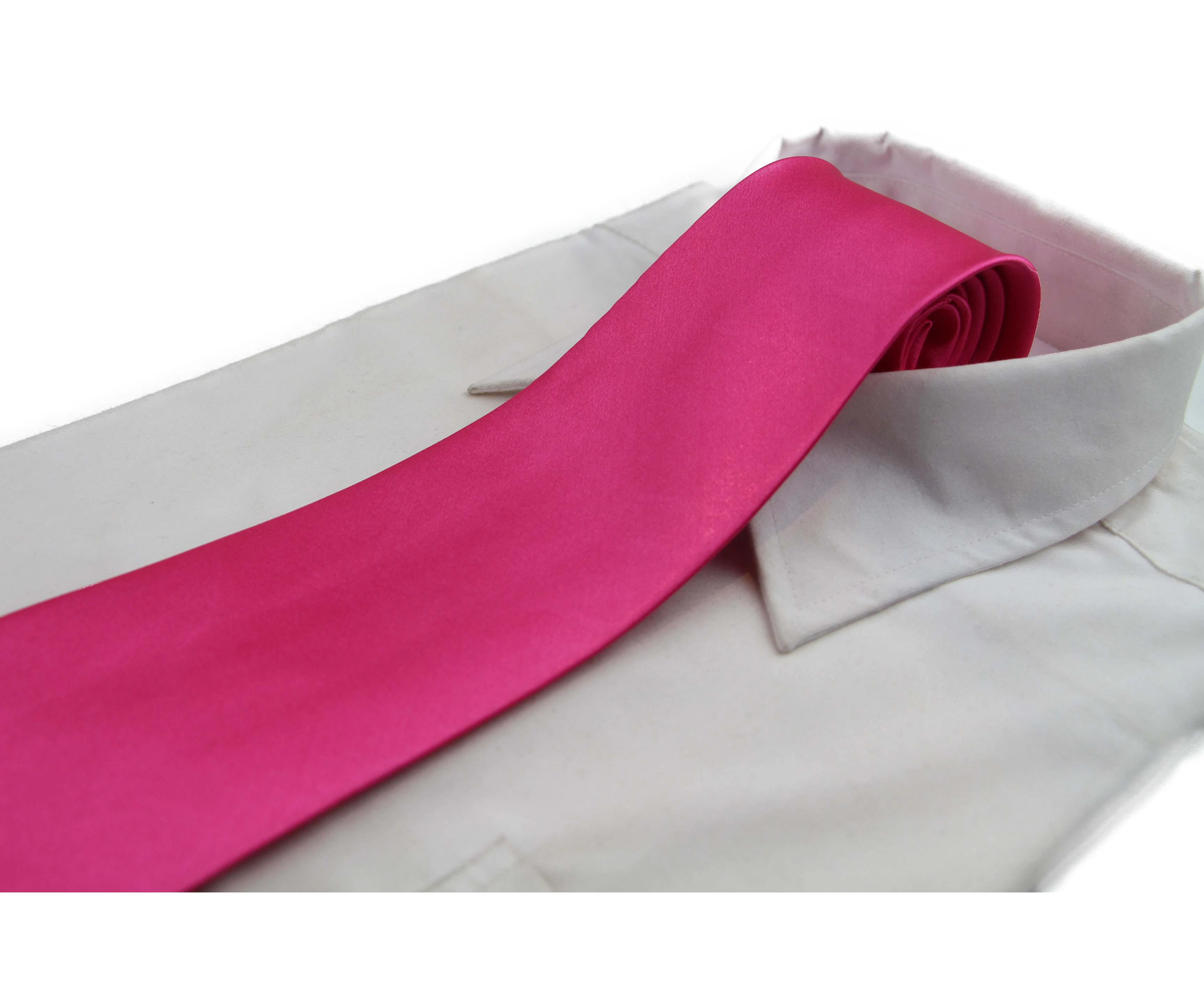 Mens Hot Pink Classic 10cm Plain Neck Tie Polyester