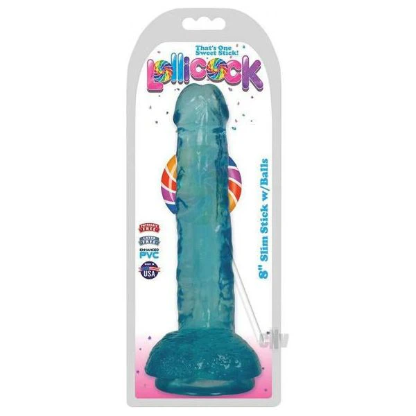 Curve Toys Slim Stick W Balls 8 Berry Translucent Phthalate Free Slim Dildo For Hands Free Pleasure