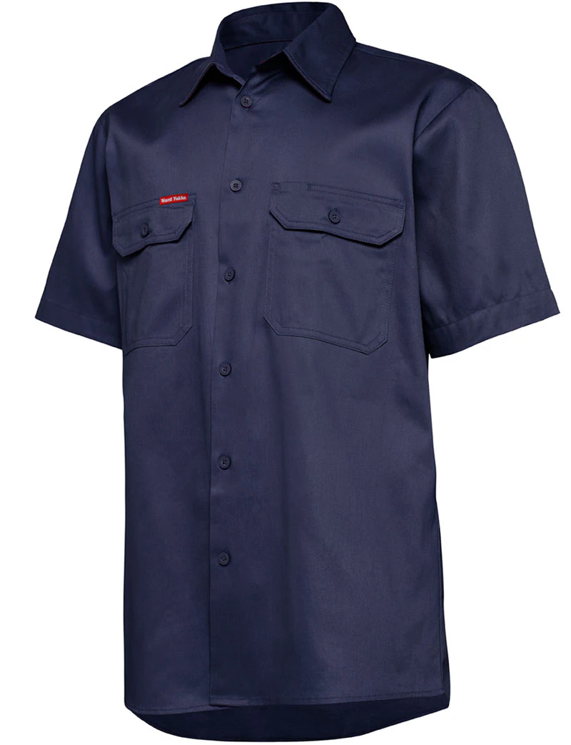 Mens Hard Yakka Short Sleeve Lightweight Drill Ventilated Shirt Navy - Navy