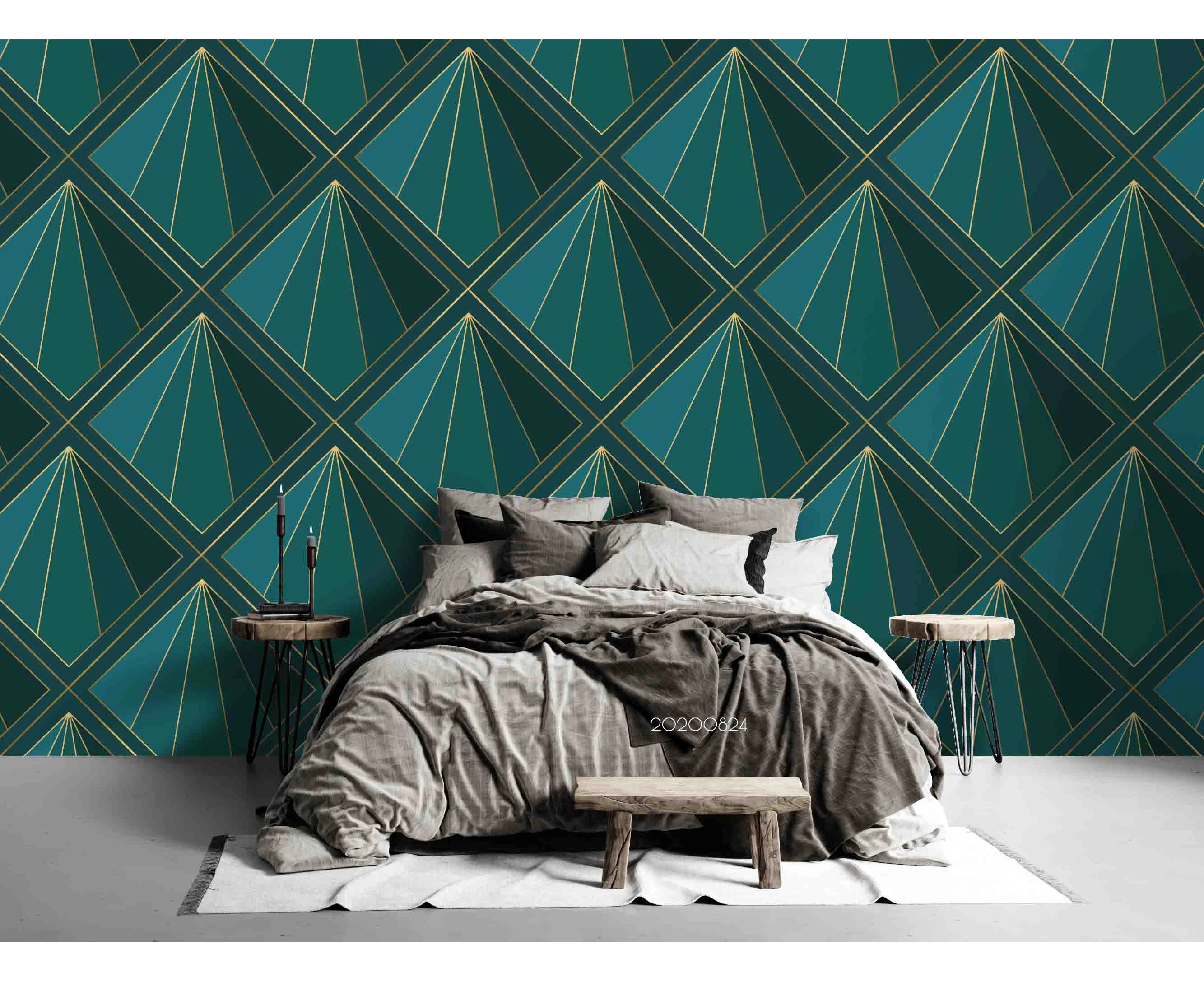 Jess Art Decoration 3D Abstract Green Geometric Art Decoration Wall Mural Wallpaper 82 Lqh