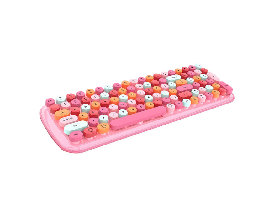 Ymall Candy BT Wireless Keyboard Mixed Color 100 Key Circular Keycap Portable Keyboard-Pink