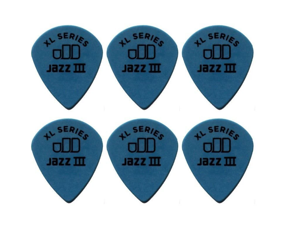 6 x Jim Dunlop Tortex Jazz 3 XL Blue 1.00mm Guitar Picks 498R Free Post