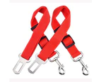 2 Pack Adjustable Pet Dog Cat Seat Belts-Red