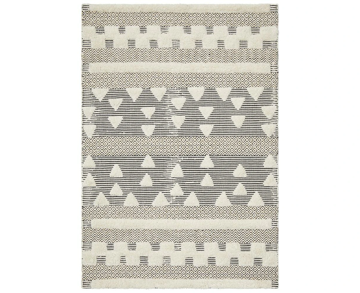 Bohemian Ivory Hand-Loomed Textured Rug