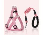 Dog Harness and Leash Set - Heavy Duty & Adjustable Basic Harness for Puppy-S-Pink