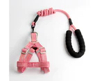 Dog Harness and Leash Set - Heavy Duty & Adjustable Basic Harness for Puppy-S-Pink