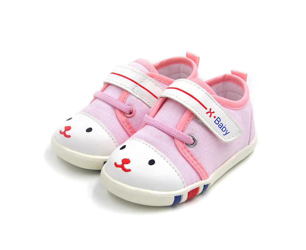 Dadawen Baby Sneakers for Girls Boys Soft Soled Non-Slip Canvas Shoes-Pink