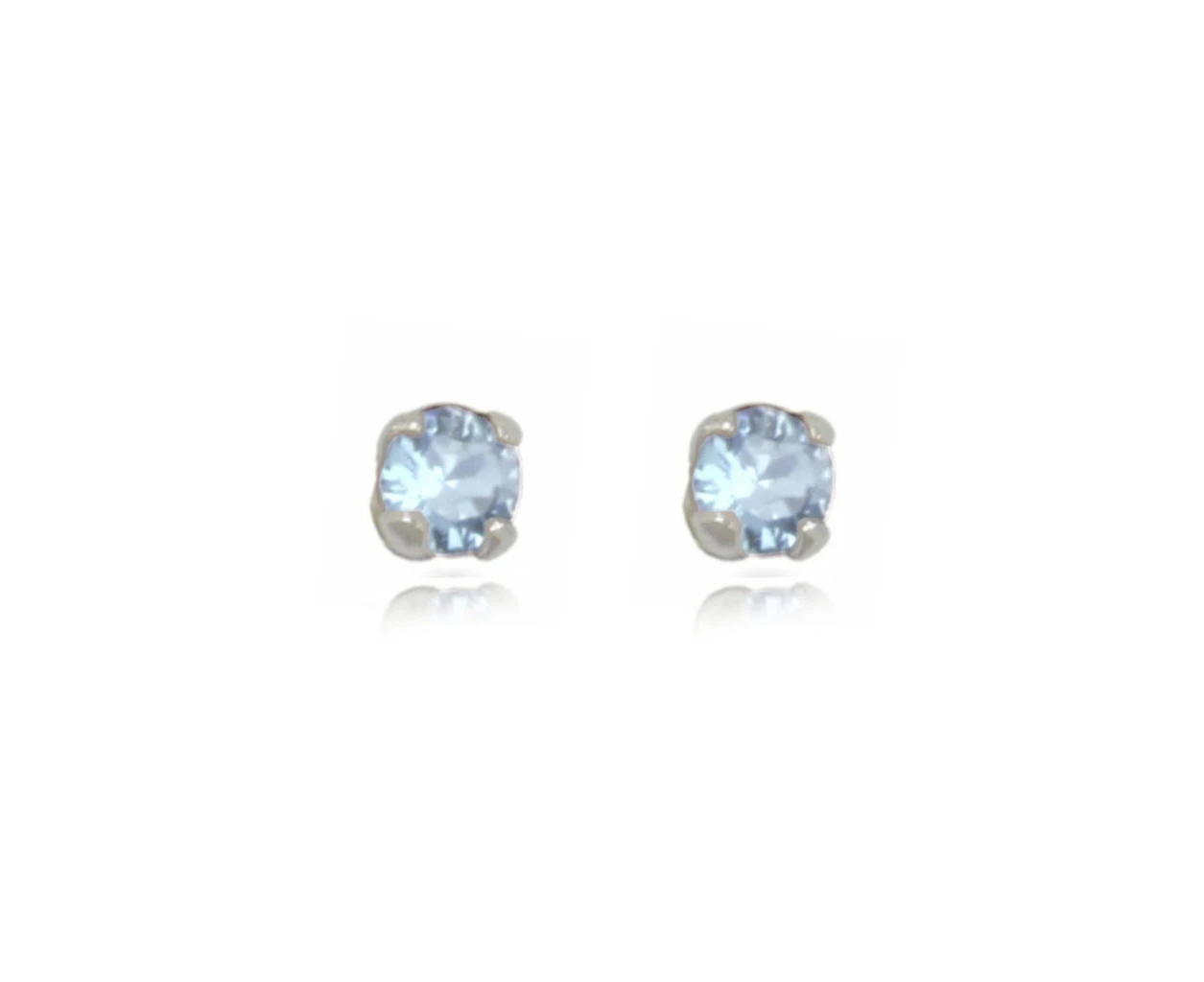 Sterling Silver Aqua Austrian Crystal 2mm Stud Earrings