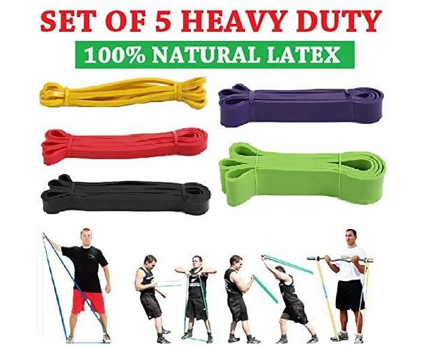 Set of 5 Heavy Duty Resistance Band Loop Power Gym Fitness Exercise Yoga Workout