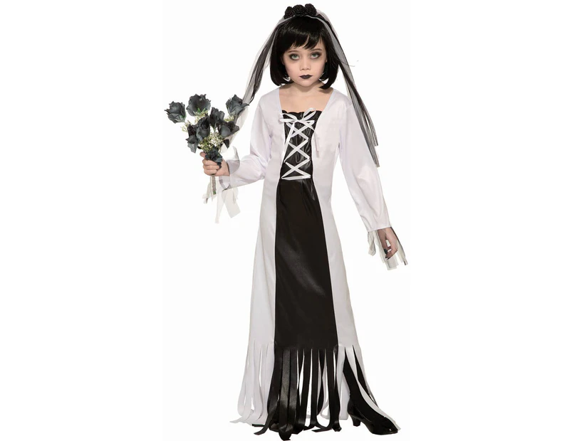 Ghastly Black and White Bride Girl's Halloween Costume Girls