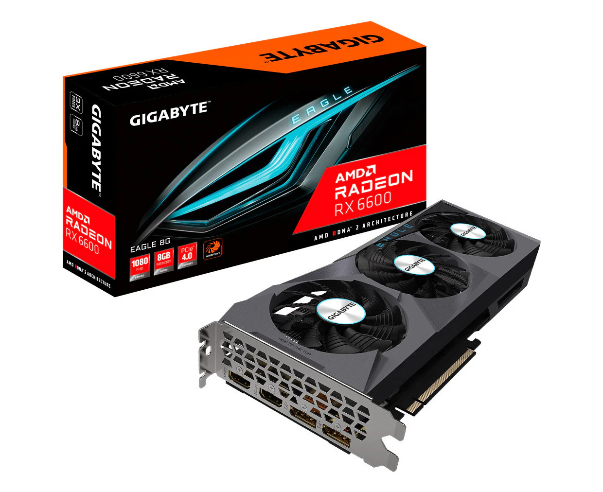 Gigabyte AMD Radeon RX 6600 Eagle 8GB DDR6 Graphics Video Card For CPU/Computer