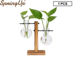 SpringUp-Wooden Stand Hanging Glass Vase Hydroponics Terrarium Container Pot Home Decor Type C