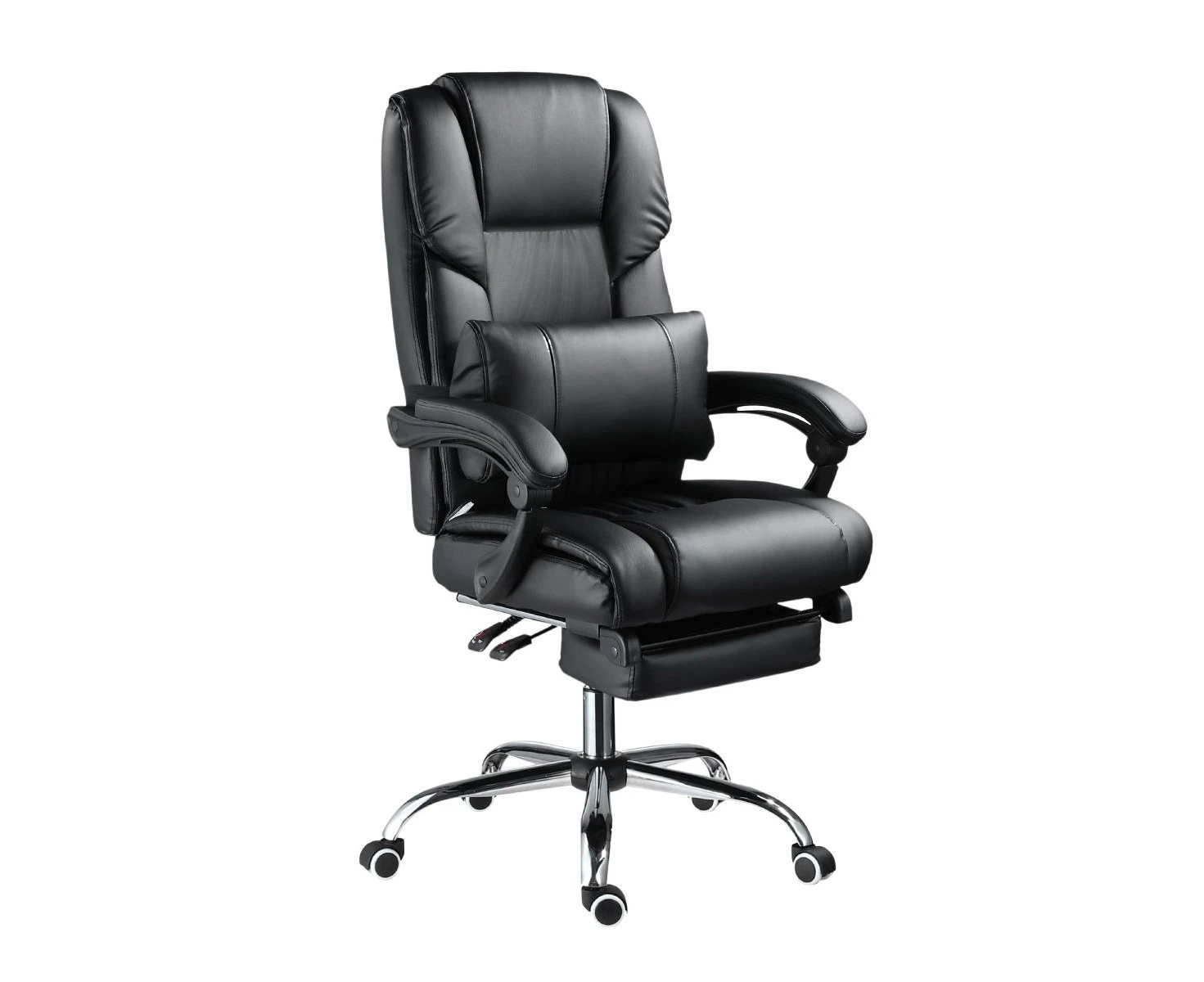 PU Leather 8-Point Massage Executive Office Chair w/ Lumbar Support Retractable Footrest