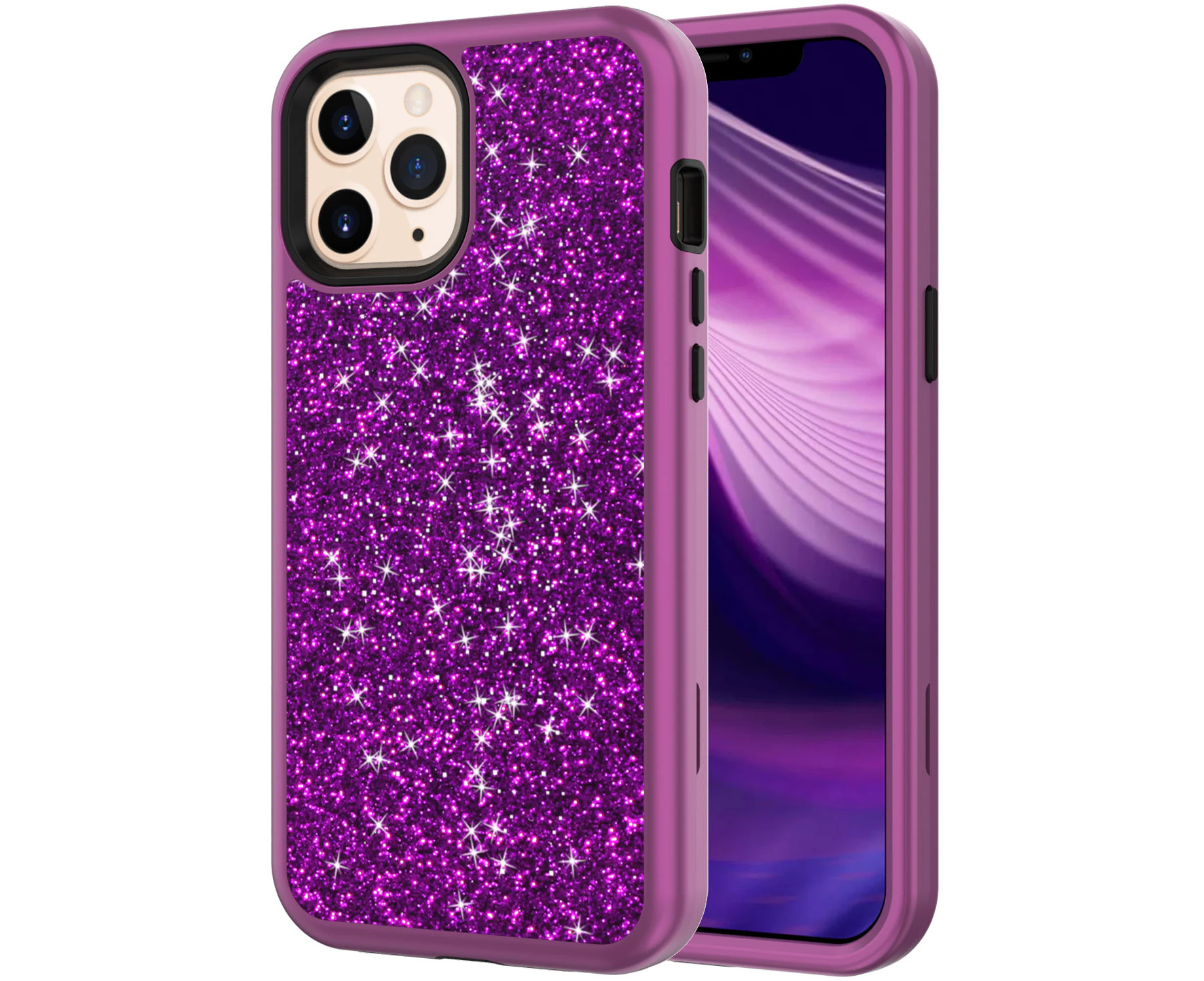 GWL Glitter Shockproof Heavy Duty Protective Case for iPhone 12 Pro Max-Purple