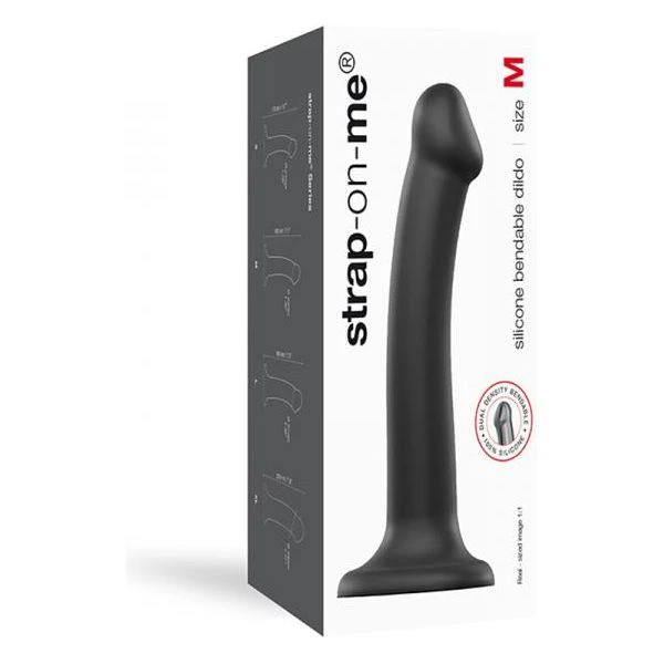 Strap On Me Semi Realistic Dual Density Bendable Dildo Black Size M (model Sddbd M 001) For Pleasurable And Versatile Intimate Experiences