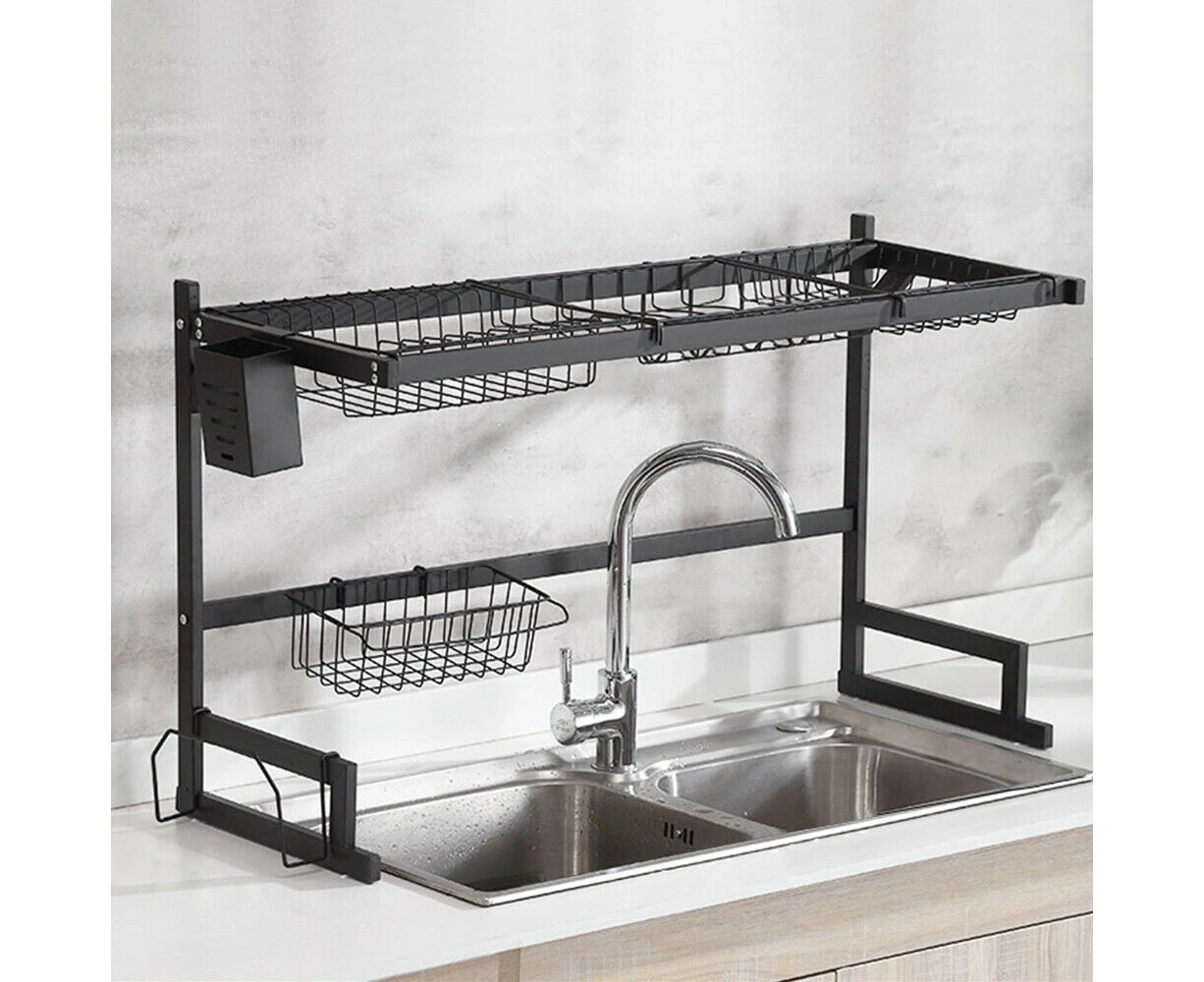 Dish Drying Rack Over Sink Stainless Steel Dish Drainer Organizer 2 Tier 85CM