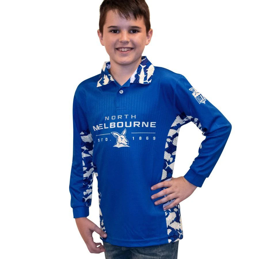 North Melbourne Kangaroos Youths Reef Runner Collared Fishing Shirt