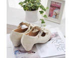 Amoretu Womans Low Heel Vintage Lolita Shoes Cute Bowknot Mary Jane Shoes-Beige