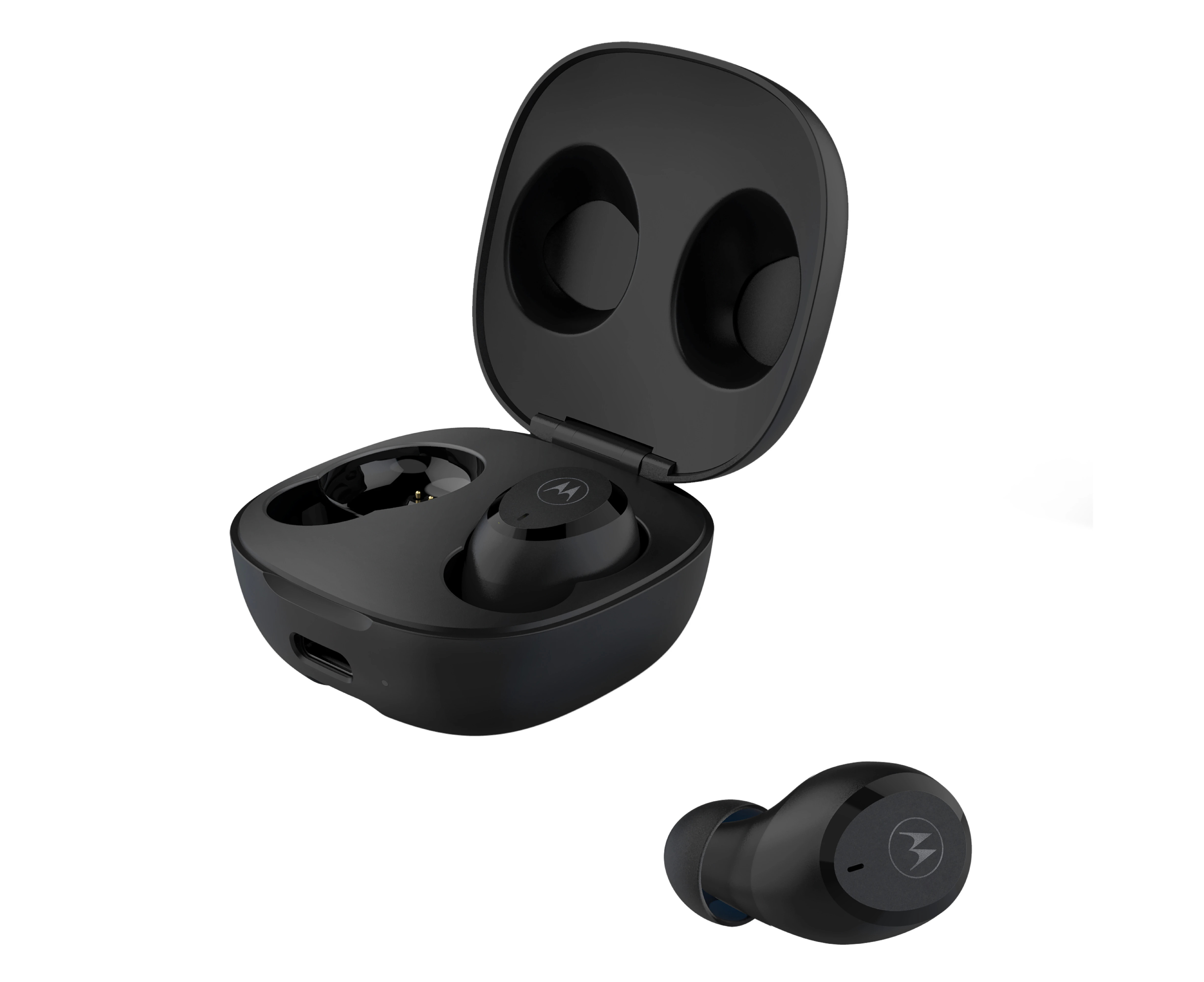 Motorola MOTO BUDS CHARGE, IPX5 Water & Sweat Proof True Wireless Headphones with mobile-charge integrated USB-C cable