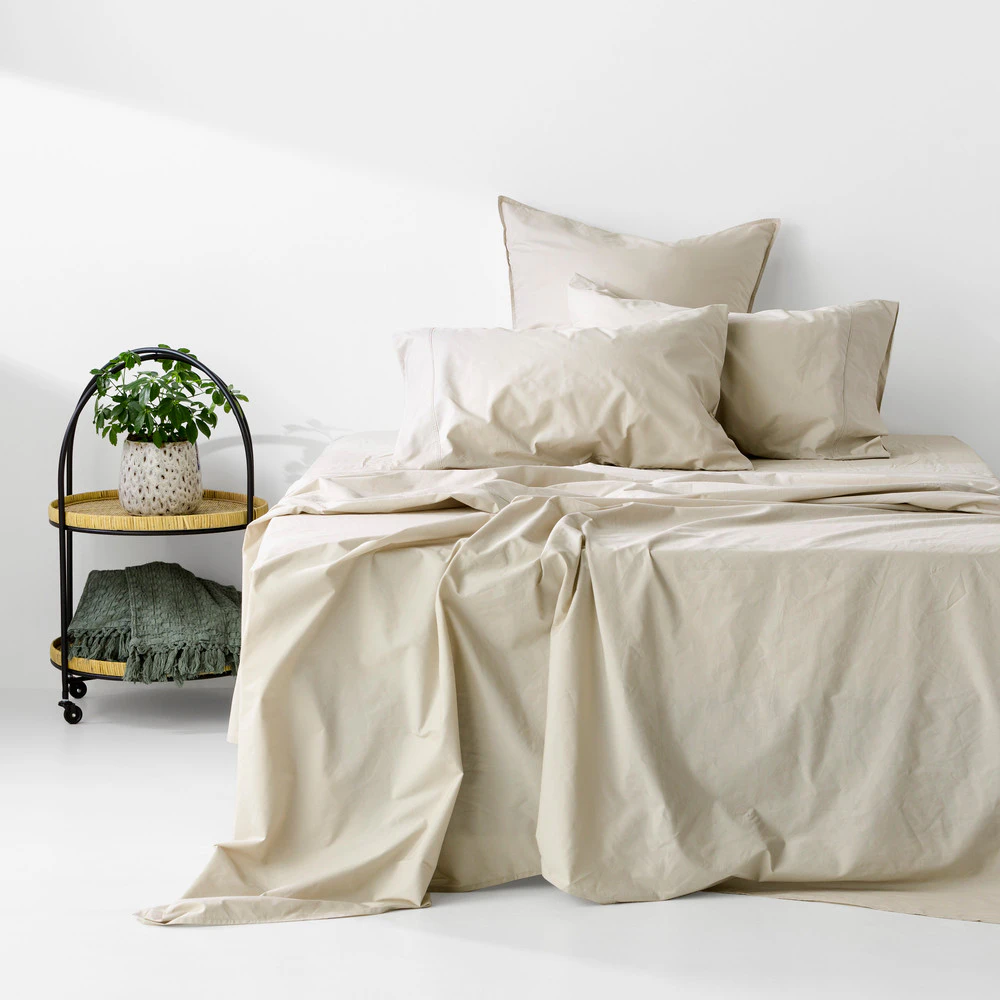 In2linen Organic Cotton 300T/C Fitted Sheet | Stone